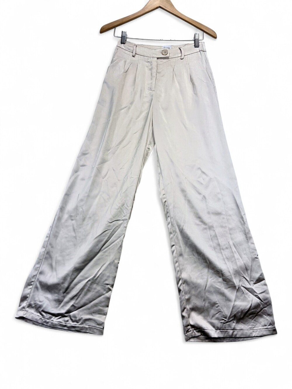 Princess Polly Satin Wide-Leg Pants Size 4 Cream